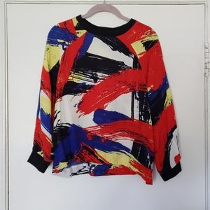 Topshop abstract primary color paint strokes top